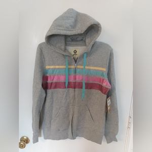 NWT Women's Hooey gray heather stripe full zip hoodie - S